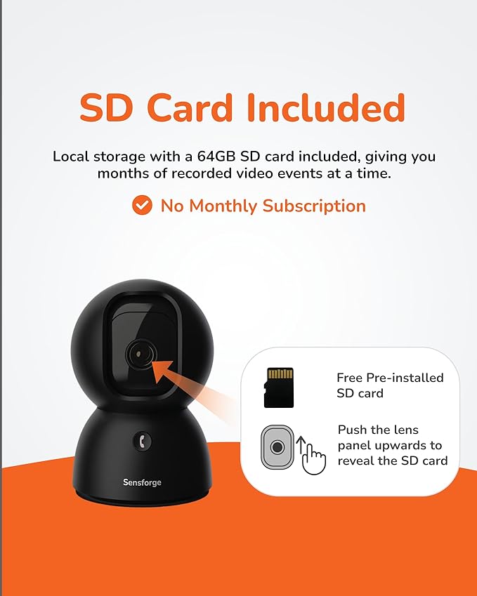 Sensforge 2.5K Black Indoor Pan-Tilt Dome Security Camera, AI Human & Pet - Image 8