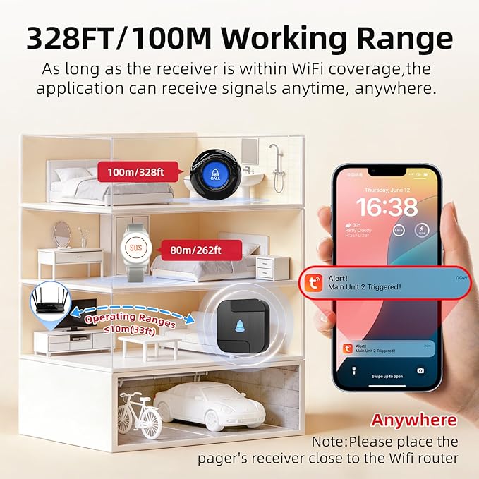 CallToU Wi-Fi Wireless Caregiver Pager Call Button - Image 3