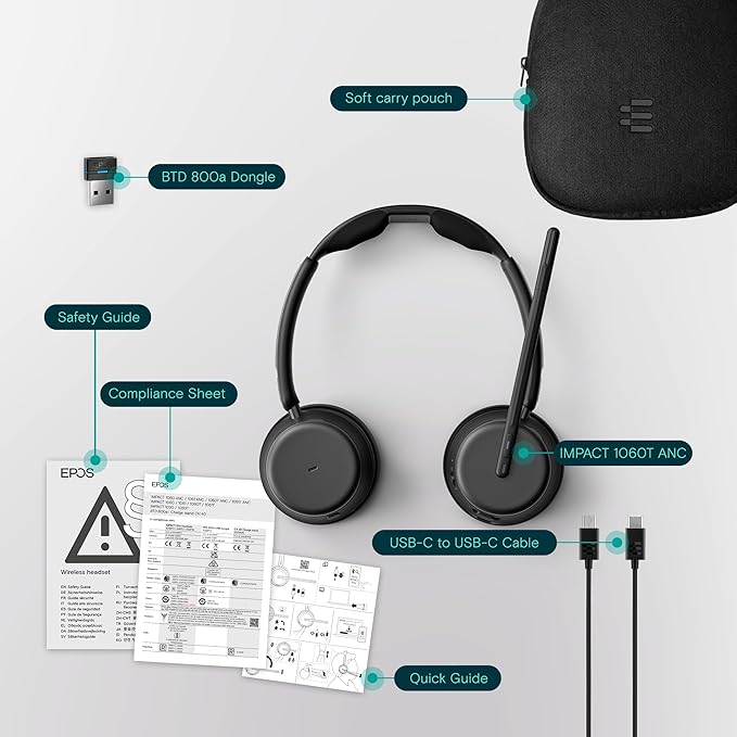 EPOS Impact 1060T ANC Adaptive Noise Cancelling Wireless Headset - Image 5