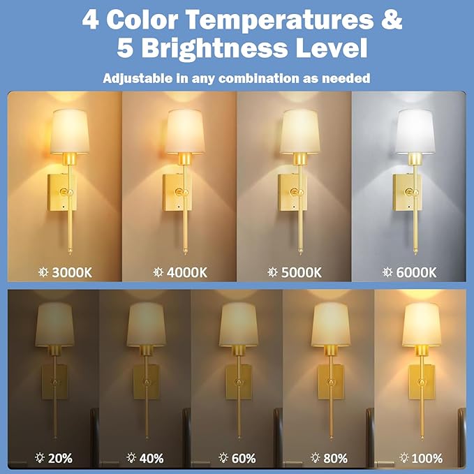 Upgrade Battery-Operated Wall Sconces Set of 2 pieces: Rechargeable Wall Lights - Image 6