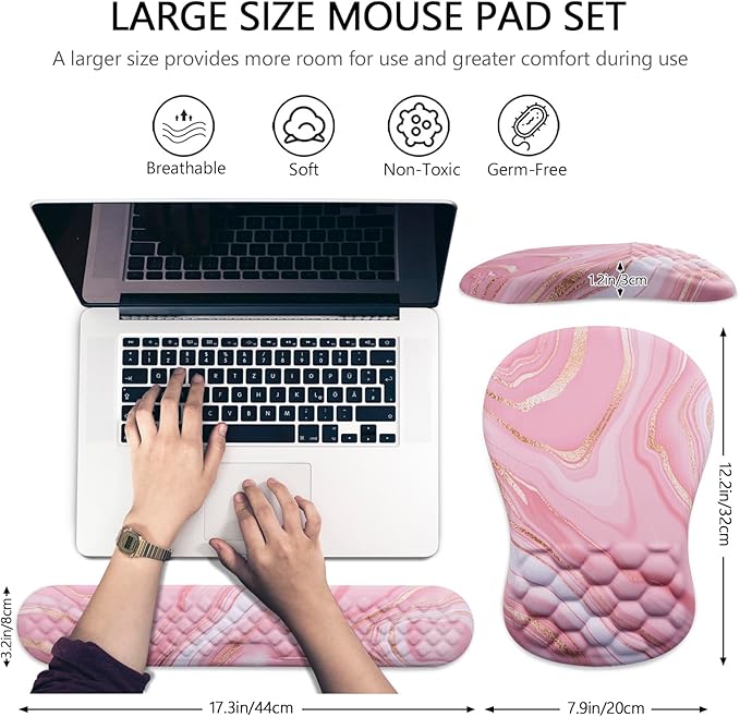 Mouse Pad Wrist Support, Laokiiy 2 in1 Keyboard Wrist Rest+ Ergonomic Mouse Pad - Image 5