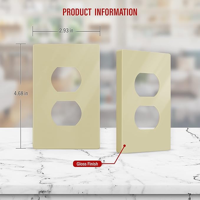 ENERLITES Screwless Duplex Wall Plates, Child Safe Receptacle Outlet Covers - Image 2