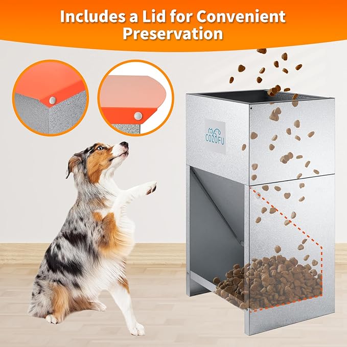 Dog Feeder - Galvanized Metal Pet Food Station - Image 2
