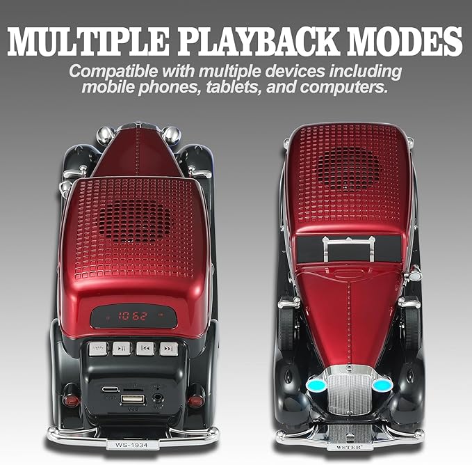 WSTER Vintage Car Bluetooth Speaker, Retro Classic Model - Image 9