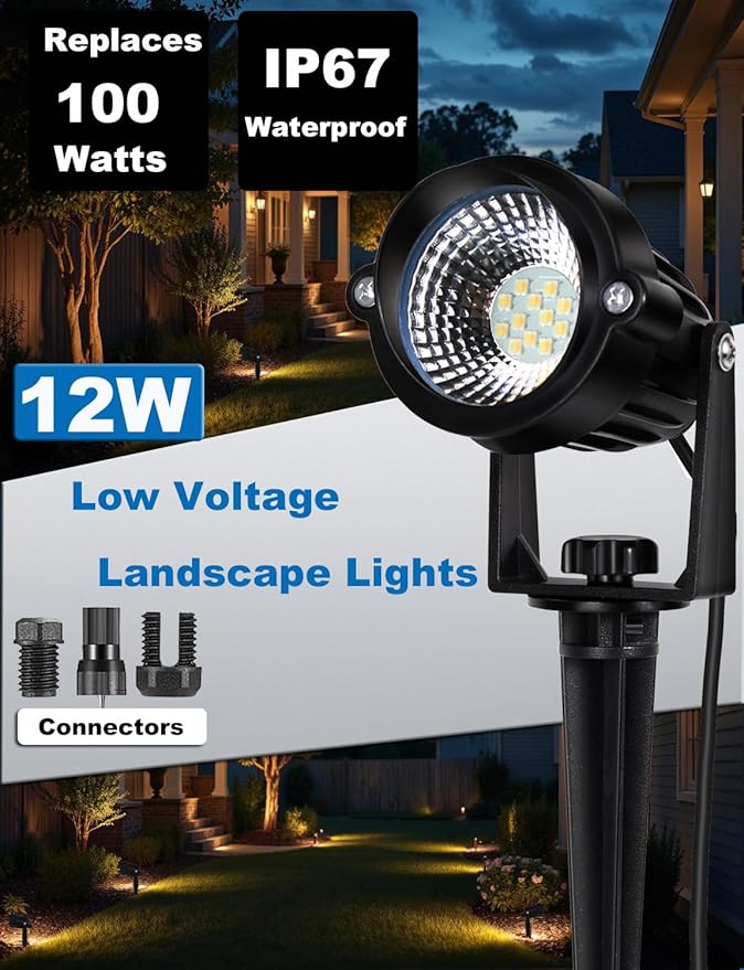 Motrackcao 20 Pack 12W Dimmable LED Landscape Lights, IP67 Waterproof Landscape - Image 3