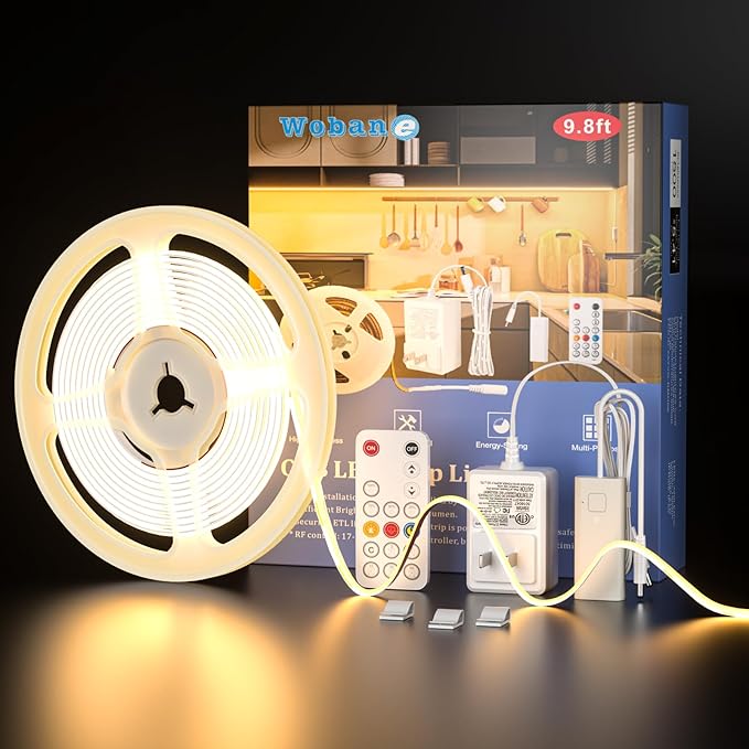 WOBANE COB LED Strip Light Kit, 9.8ft Dimmable LED Light Strip by WOBANE