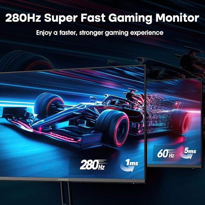 Amzfast 24.5 Inch FHD 280Hz/240Hz Gaming Monitor, 1ms Adaptive Sync, 10 Bit - Image 2
