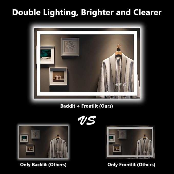 YEELAIT 48x32 Inch LED Bathroom Mirror - Image 3