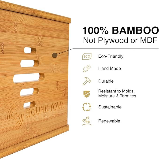 Sound Town DIY Solid Carbonized Bamboo Slanted 12U Studio Rack, - Image 6