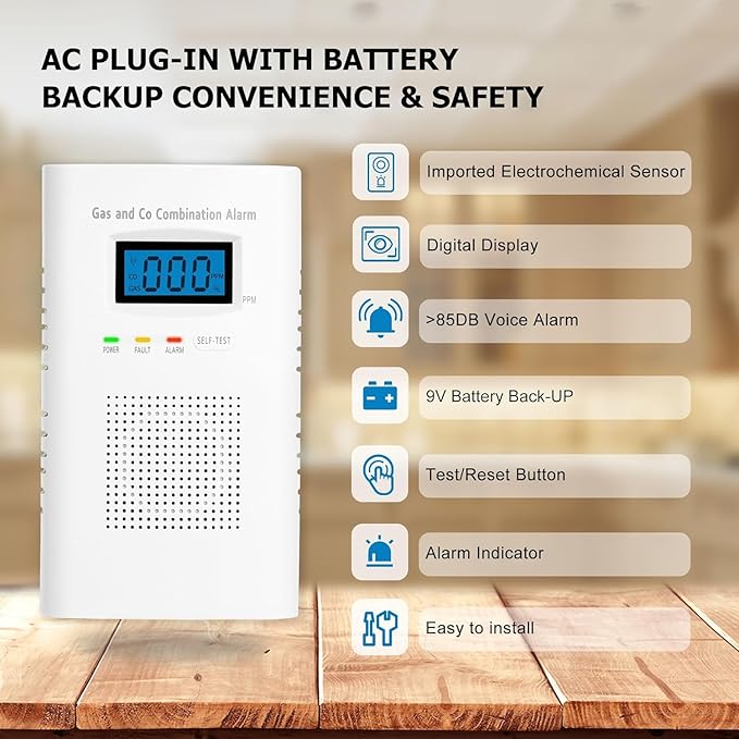 Combination Gas and Carbon Monoxide Detector Plug-in | CO Alarm & Natural Gas - Image 8