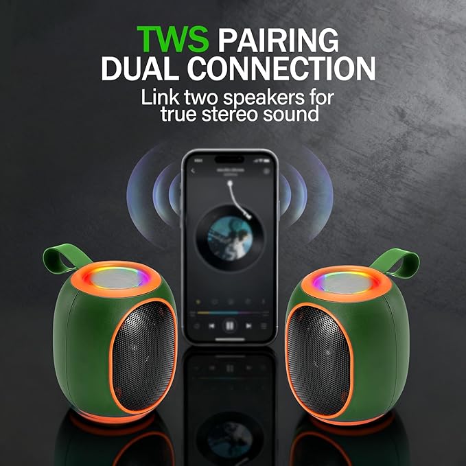 Portable Bluetooth Speaker – 8W HD audio quality, TWS stereo pairing, LED light - Image 3
