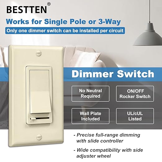 BESTTEN 6 Pack Dimmer Wall Light Switch, Compatible - Image 3