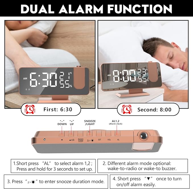 Mightree Projection Alarm Clock - Image 4