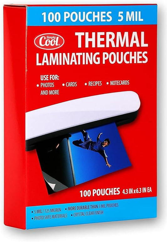 5MIL Thermal Laminating Sheets 4.3x6.3 inch, Card Size Dry-Erase Friendly by SimplyCool