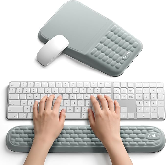 Vaydeer Wrist Rest for Computer Keyboard & Mouse Pad Set – Gray, Ergonomic by Vaydeer