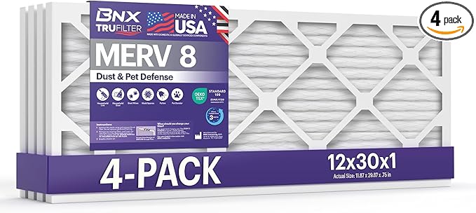 BNX TruFilter 12x30x1 Air Filter MERV 8 by BNX