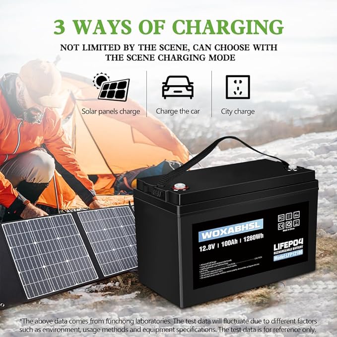 WOXABHSL 4 PCS 12V 100AH Lifepo4 Lithium Battery Up to 15000+ Deep Cycles - Image 6