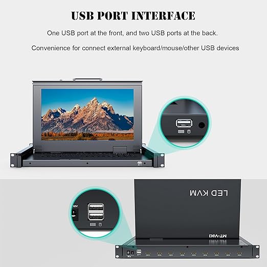 MT-VIKI 8 Port KVM HDMI Switch w/15.6'' LCD Monitor, Fit 1U 19" Rack 600-800mm - Image 5