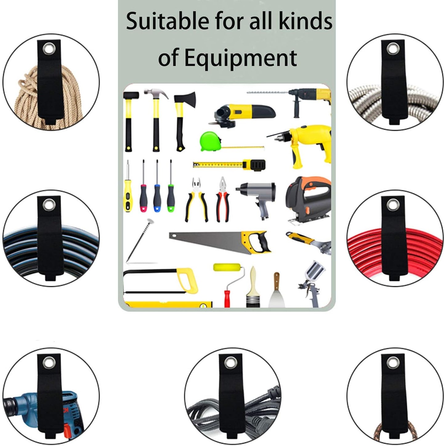 Zkptops 12Pcs Extension Cord Holder Organizer 13 in Heavy Duty Cord Straps | Nylon Storage Strap with Metal Grommet,Wrap Hanger for Garage Organization, Holds 50lbs,Cable Hose Tool Rope Workshop,for Men