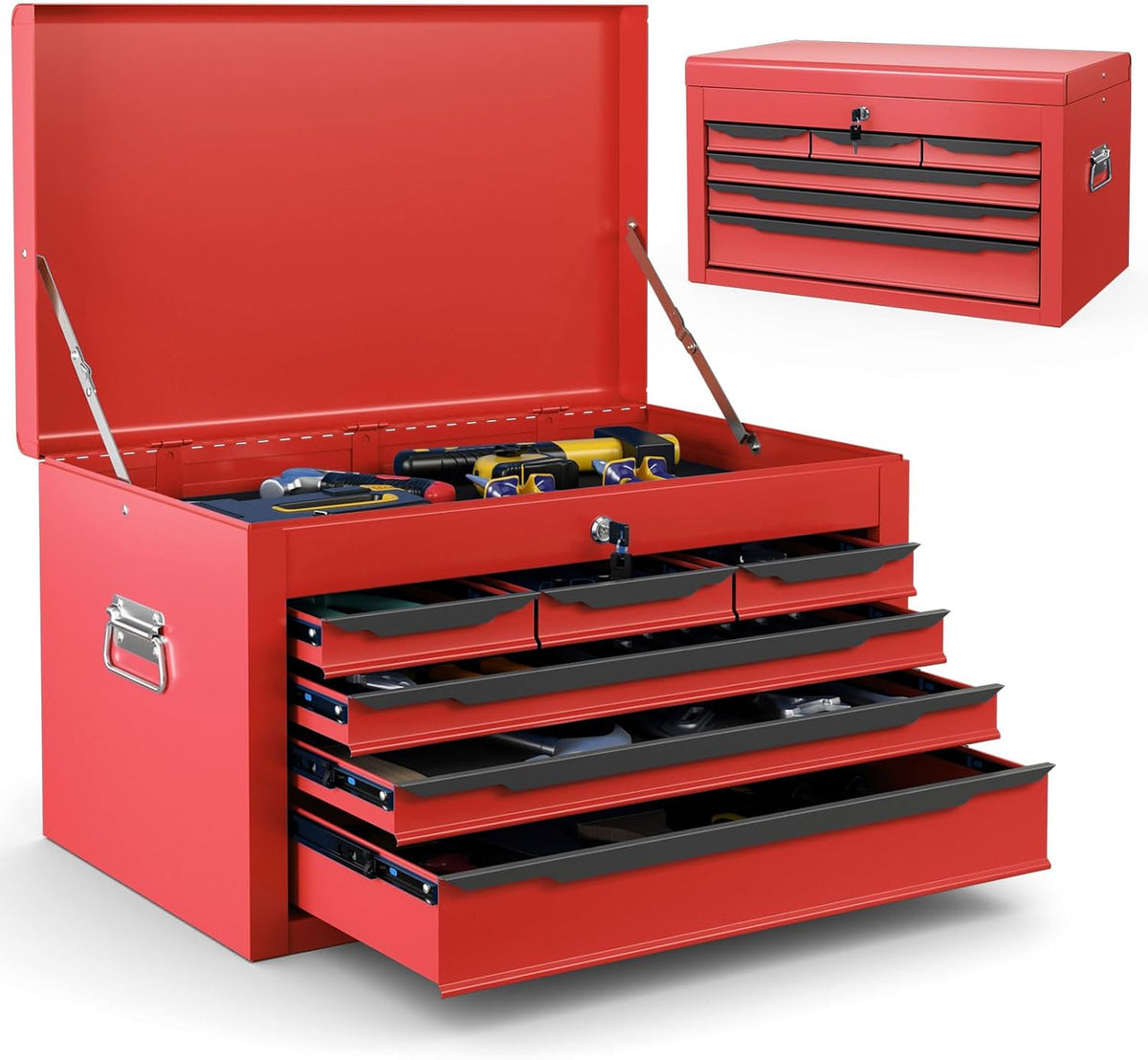 tool box, 6-drawer steel tool chest with top, main product view