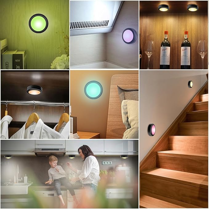 Yiliaw 6 Pack LED Puck Lights Remote Control 16 Color Changeable Under Cabinet - Image 4