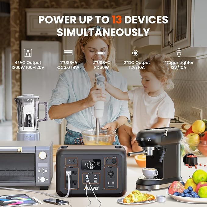 ALLWEI LiFePO4 Portable Power Station 1200W - Image 4