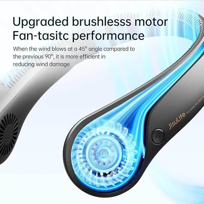 JISULIFE Portable Neck Fan, Hands-Free Bladeless, 5 Speeds, 4000 mAh Battery - Image 4