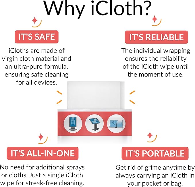 iCloth 70% Isopropyl Alcohol XL Screen and Electronics Wipes, Streak-Free - Image 4