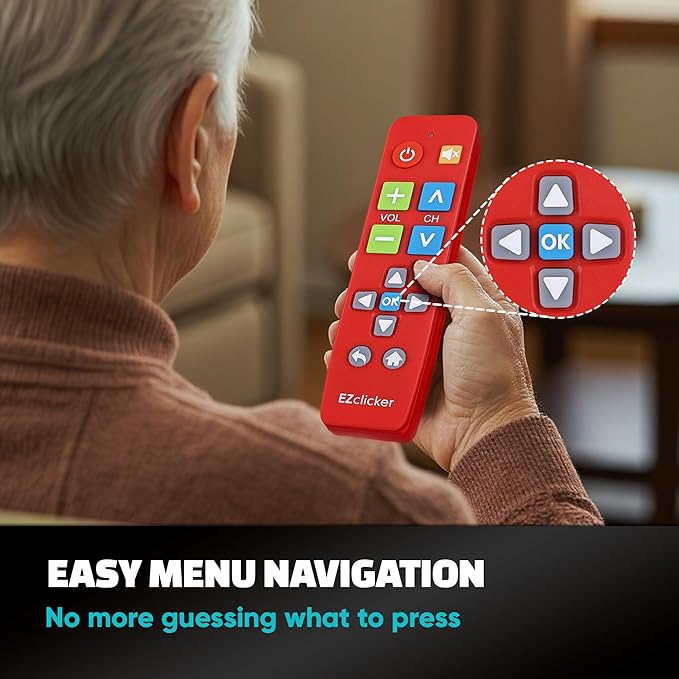 EZclicker Plus Big Button Universal TV Remote Simple Easy to Use, Works - Image 8