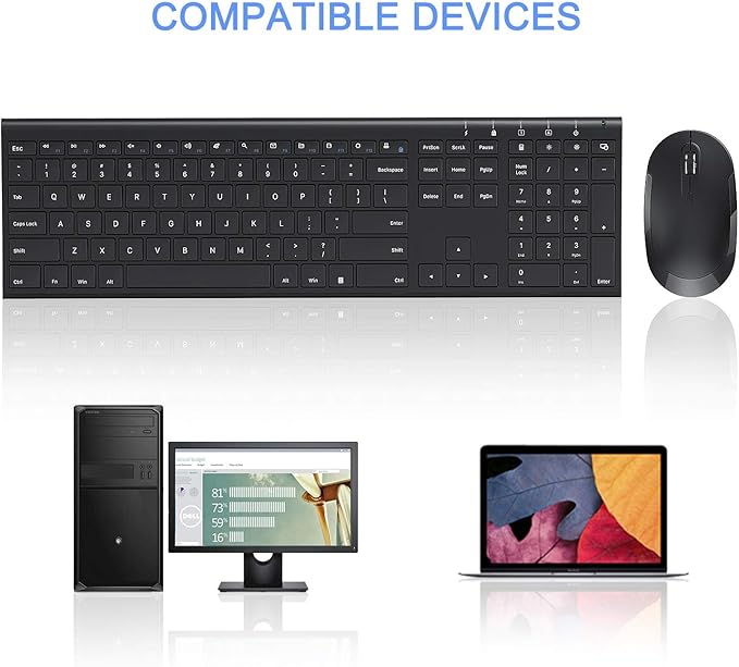 Wireless Keyboard and Mouse, Vssoplor 2.4GHz Rechargeable Compact Quiet - Image 8