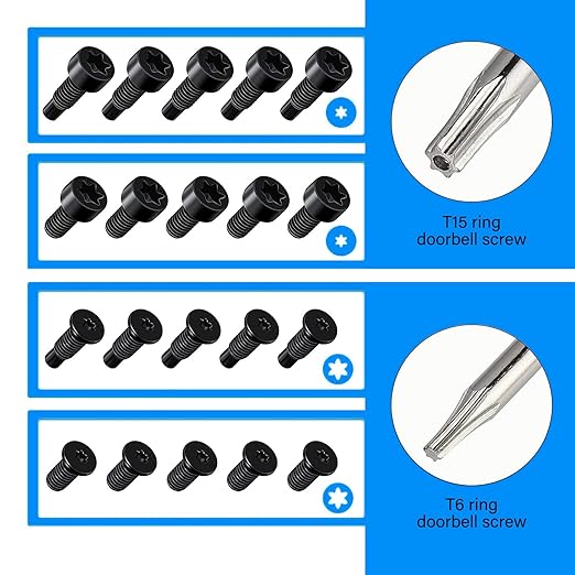 Replacement Screwdriver T6 T15 & + 20Pcs Screws Fit Ring Doorbell 2 3 4 Plus - Image 3