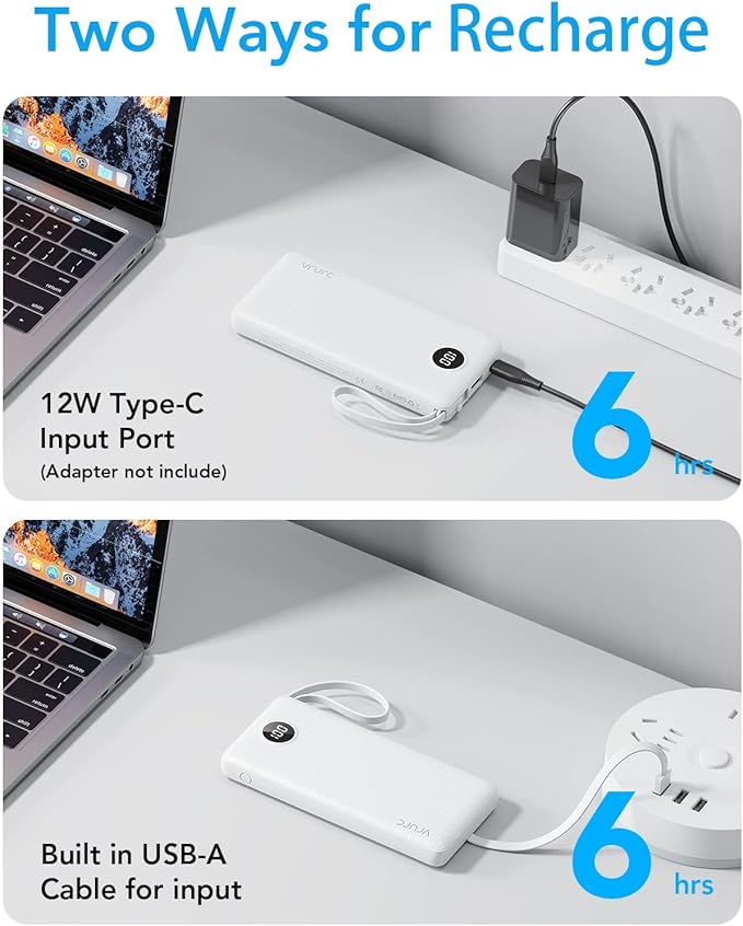 VRURC Portable Charger Power Bank, 10000mAh Travel Essentials Battery Pack - Image 6