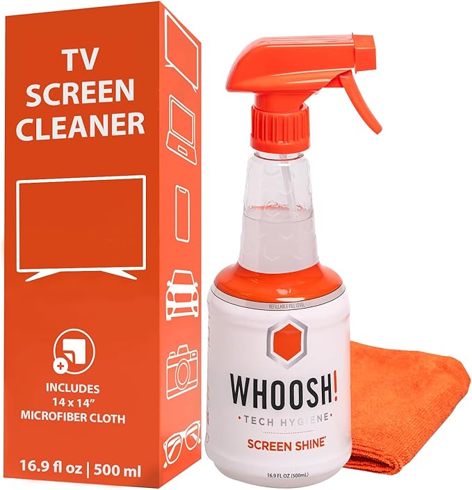 WHOOSH! Pro 16.9 fl oz Refillable TV Screen Cleaner & Microfiber Cloth by WHOOSH