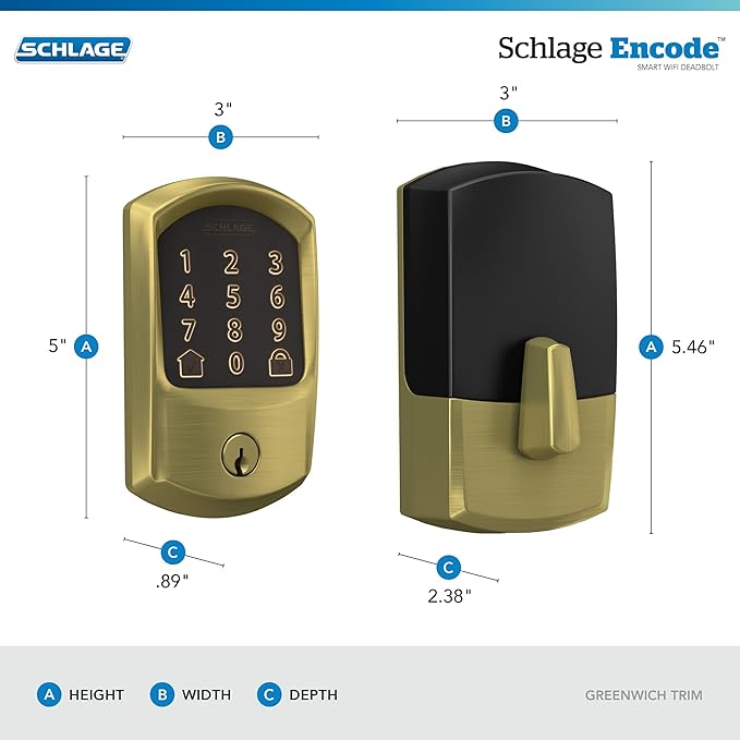 Schlage BE489WB-GRW Encode WiFi Enabled Electronic Keypad Deadbolt - Image 3