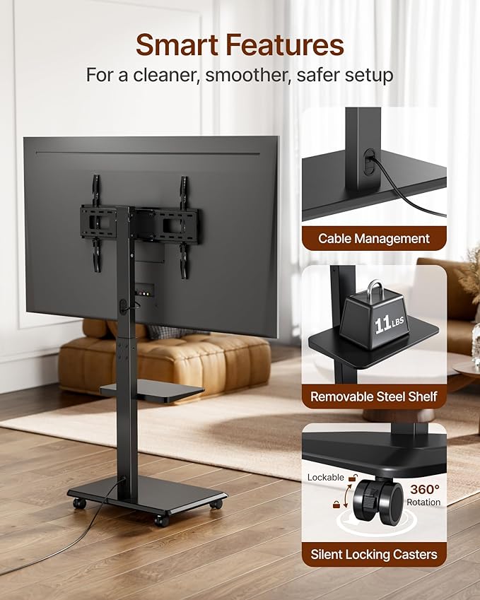 ECOTINY Steel Base Rolling TV Stand - Image 4