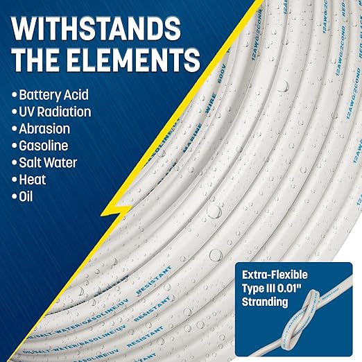 GS Power 50 Ft Duplex Marine Wire, 14 Gauge Wire, Oxygen-Free Tinned Copper 14 - Image 3