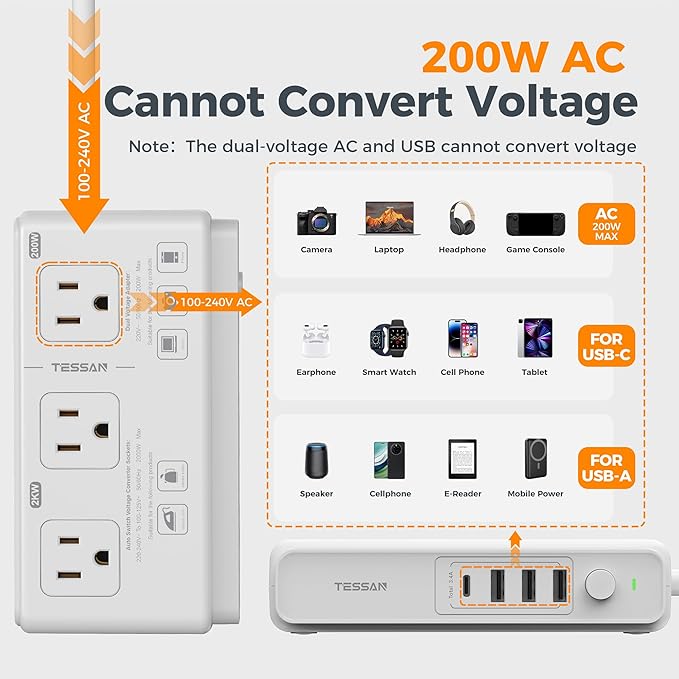 TESSAN 220V to 110V Voltage Converter - Image 4