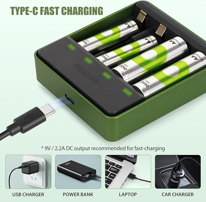RECYKO AA AAA NiMH Battery Charger, 4 Individual Bay Charger - Image 7