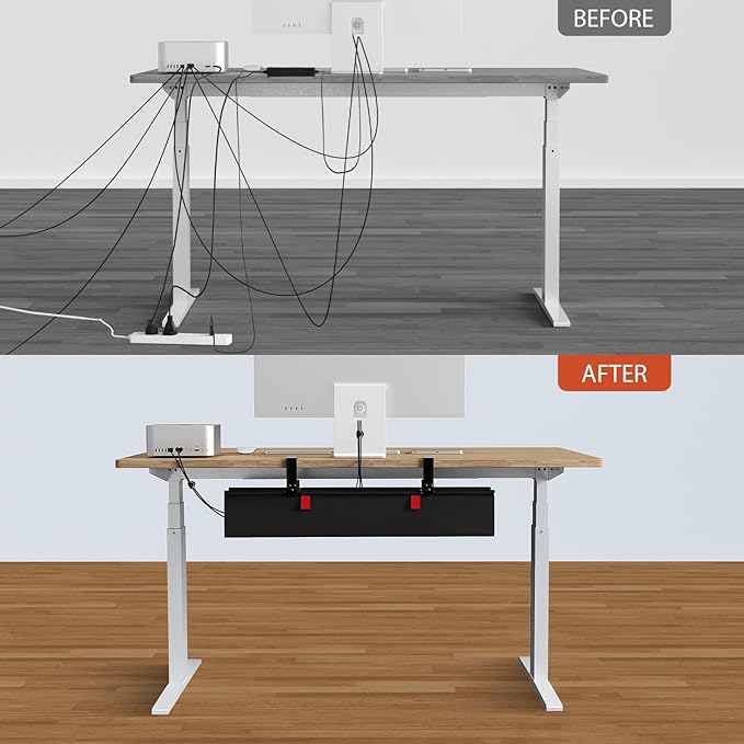 Univivi No Drill Under Desk Cable Management Tray, Clamp/Screw Mount Desk Cable - Image 7