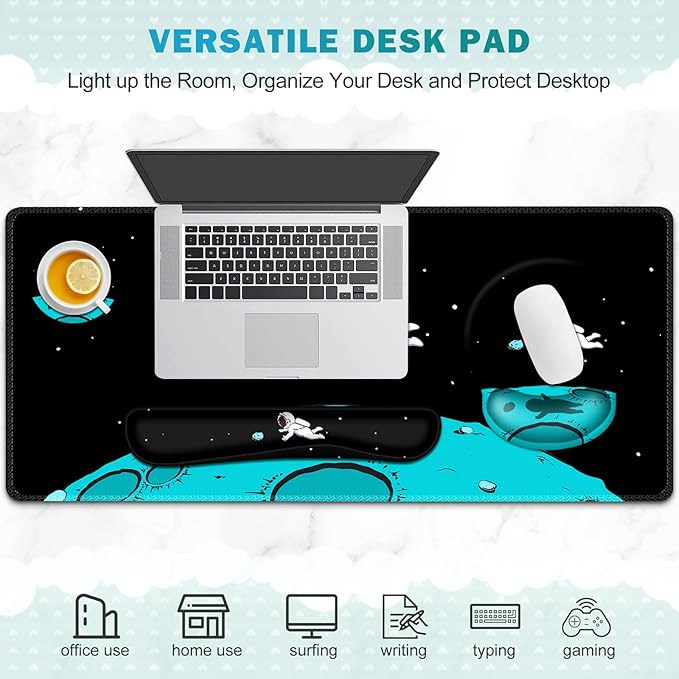 Gaming Mouse Pad, Large Desk Mat, Cute Desk Pad Protector, 4in1 XXL Mousepad + - Image 7