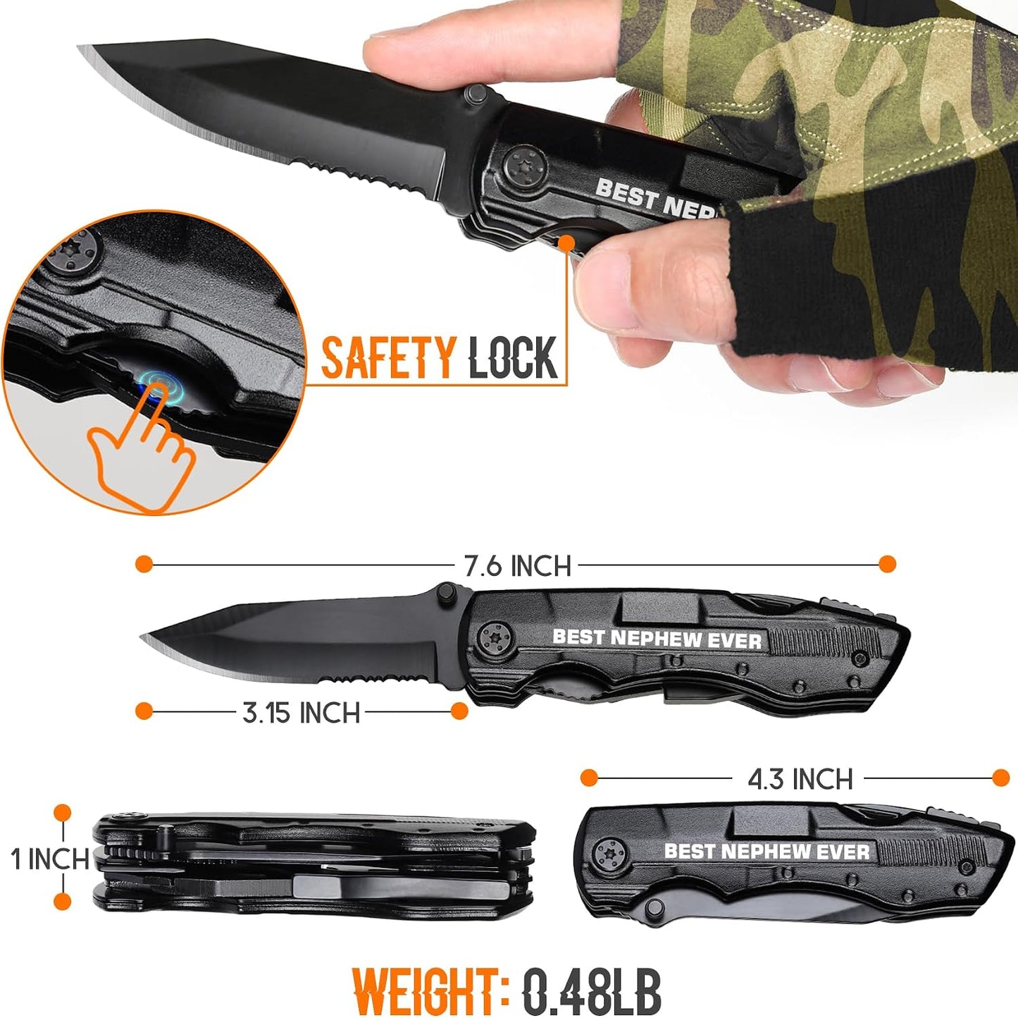 Nephew Gifts from Auntie, Multitool Knife, Gifts for Nephew, Nephew’s Christmas Practical Gift, Nephews Birthday Present, Gift for Camping, Hiking, Fishing, 20 in 1 Multitool
