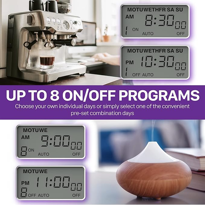 Fosmon 7 Day Digital Timers for Electrical Outlets, Indoor Plug-in Light Timers - Image 3