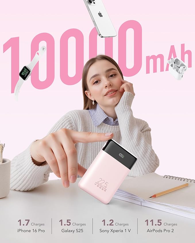 VEGER Portable Charger with Built in Cable, 10000mAh 22.5W Fast Charging USB C - Image 4