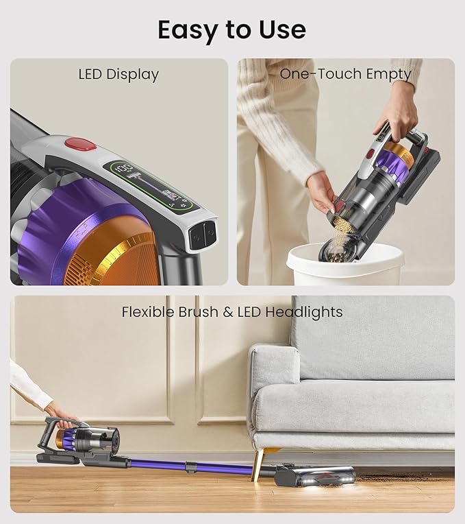 NADALY Cordless Vacuum Cleaner, 650W 55KPA 70Mins Vacuum Cleaners - Image 7
