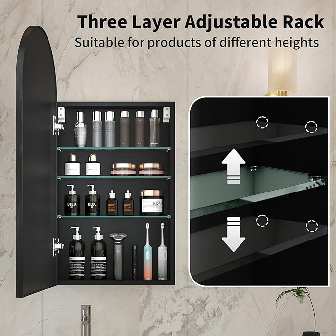 16 x 32 Black Bathroom Medicine Cabinet - Image 7