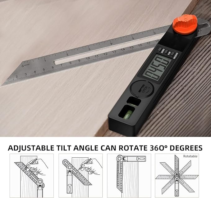 NORTOOLS Digital Angle Finder Protractor, Plastic Angle Finder 7inch/200mm - Image 5
