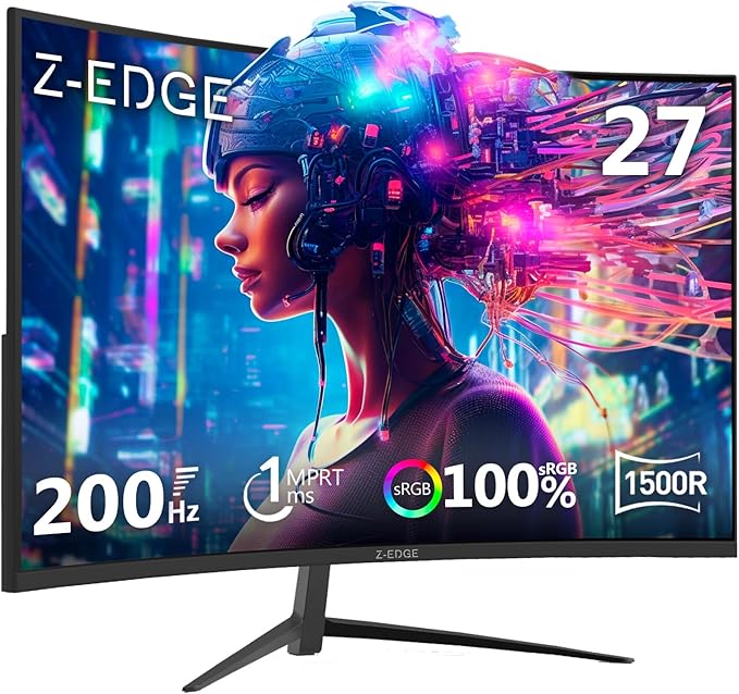 Z-Edge 27 inch Curved Gaming Monitor, FHD 1080P 200Hz 165Hz 144Hz Curved 1500R by ZZ-EDGE