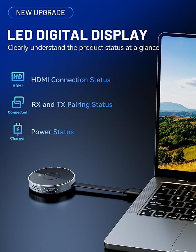 VJZFA Wireless HDMI Transmitter and Receiver 98FT/30M, 4K Decode 1080P@60Hz - Image 8