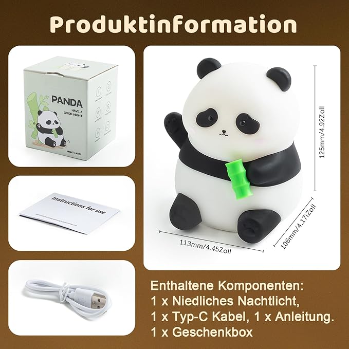 Rytinazzz Panda Night Light, 50-Hour Battery & Pat-to-Change Brightness - Image 8
