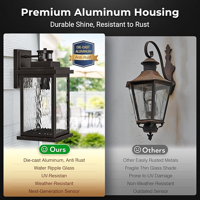 VIANIS Large Adjustable-Sensitivity Motion Sensor Outdoor Lights, Oil-Rubbed - Image 6